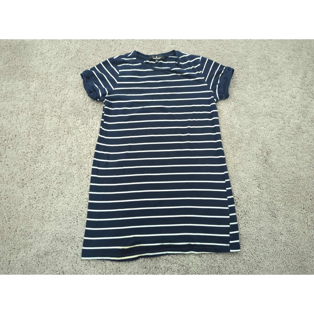 Lulus Shirt Dress Womens Small Blue Striped Cafe Society Short Sleeve Mini